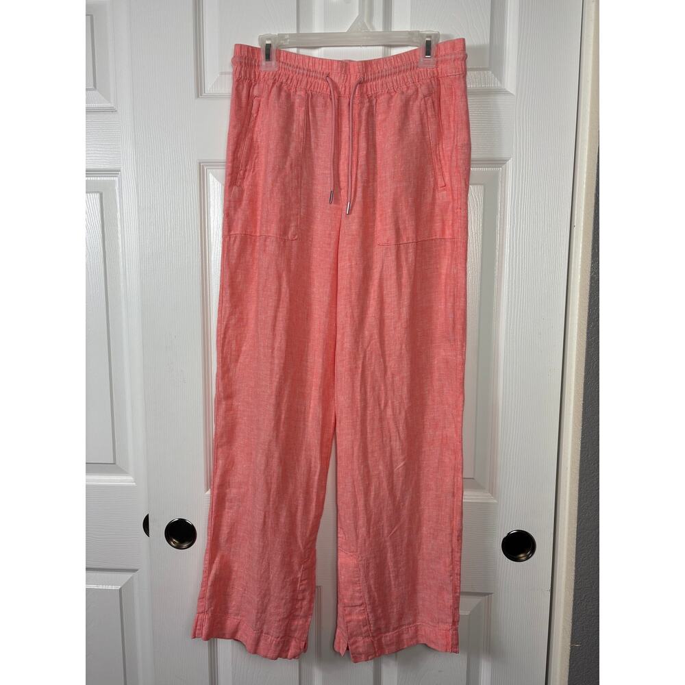 Athleta Retreat 100% Linen Pants Wide Leg Sunset Glow Size 6 Drawstring Pull On - Picture 5 of 14